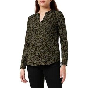 Ichi Womens Long Sleeve Blouse Top V Neck Black Green Size Small IHBRUCE